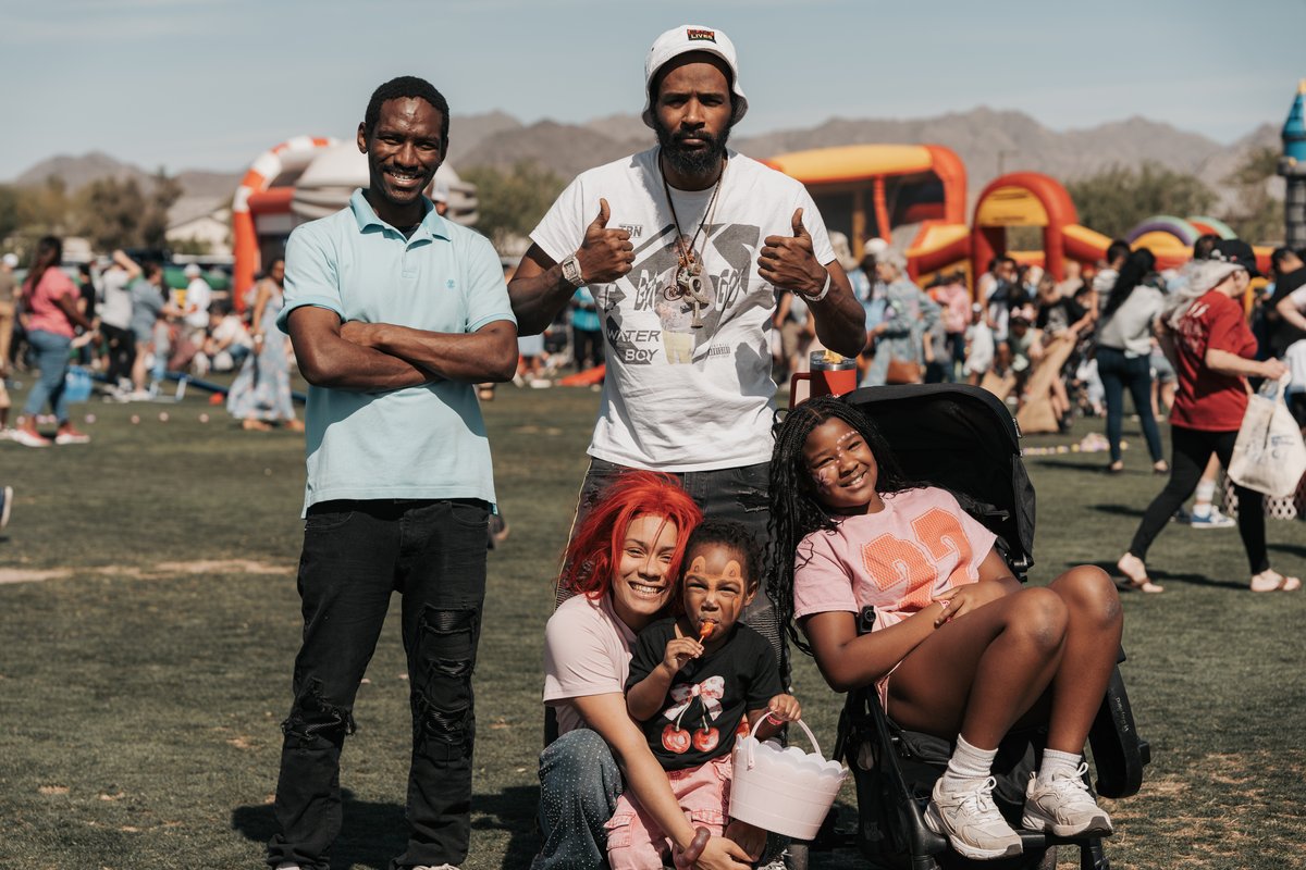 A family enjoying Orbit's community egg hunt together